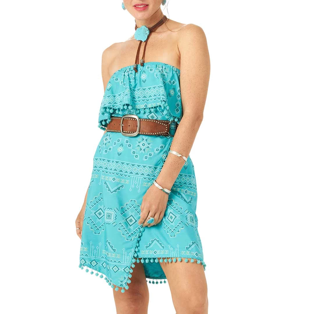 Wrangler Women's Pom Fringe Strapless Dress 1 Wrangler Women's Pom Fringe Strapless Dress
