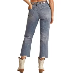 Rock & Roll Denim Women's High Rise Floral Patch Cropped Jeans -Western Fashion Ladies img64805 rock roll denim women s high rise floral patch cropped jeans