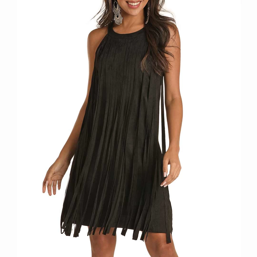 Rock & Roll Cowgirl Women's Microsuede Fringe Dress 1 Rock & Roll Cowgirl Women's Microsuede Fringe Dress