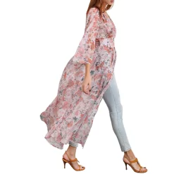 Easel Women's Empire Button Waist Floral Kimono -Western Fashion Ladies img70808 easel women s empire button waist floral kimono