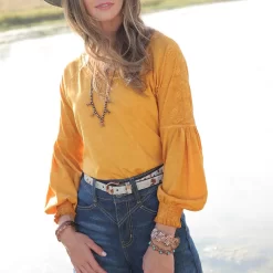 Cruel Denim Women's Raglan Embroidered Sleeve Blouse -Western Fashion Ladies img75701 cruel denim women s raglan embroidered sleeve blouse