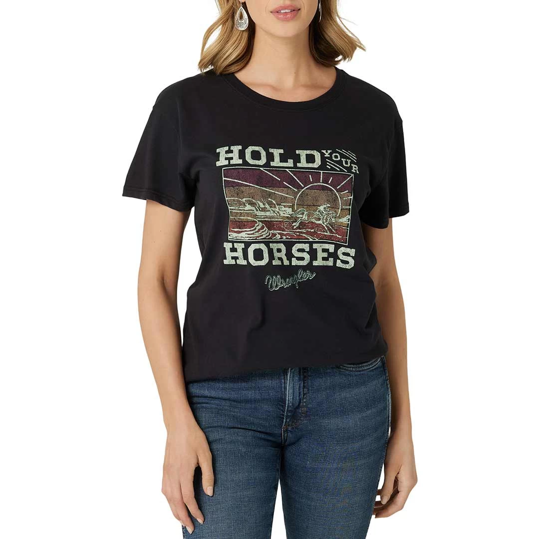 Wrangler Women's Hold Your Horses Boyfriend T-Shirt 1 Wrangler Women's Hold Your Horses Boyfriend T-Shirt
