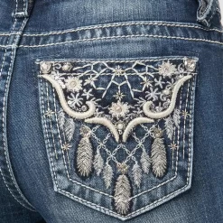 Miss Me Women's Floral Dreamcatcher Bootcut Jeans -Western Fashion Ladies img79811 miss me women s floral dreamcatcher bootcut jeans