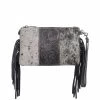 Montana West Hair-On Cowhide Leather Fringe Clutch/Crossbody Purse
