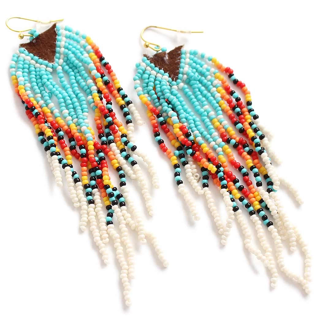 Wyo-Horse Fringe Seed Bead Earrings 4 Wyo-Horse Fringe Seed Bead Earrings - Image 4
