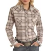 Rough Stock Women's Plaid Print Snap Shirt