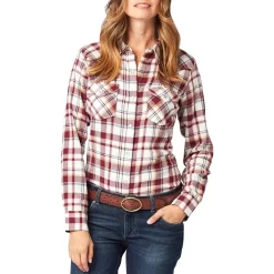 Wrangler Women's Flannel Plaid Snap Shirt -Western Fashion Ladies img87964 wrangler women s flannel plaid snap shirt
