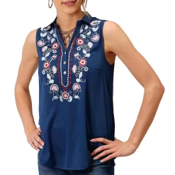 Roper Women's Embroidered Sleeveless Blouse