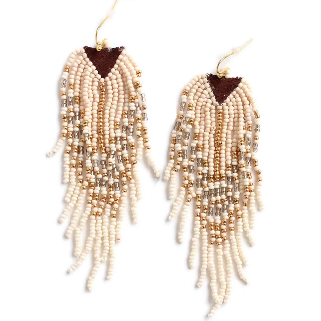 Wyo-Horse Fringe Seed Bead Earrings 1 Wyo-Horse Fringe Seed Bead Earrings