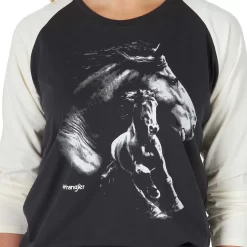 Wrangler Women's Retro Graphic Baseball Tee -Western Fashion Ladies img97419 wrangler women s retro graphic baseball tee