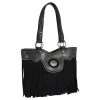 Justin Graphite With Suede Fringe Tote Bag