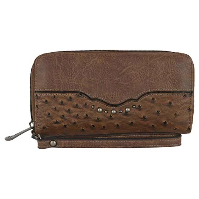 Justin Ostrich Print Zip Around Wallet 1 Justin Ostrich Print Zip Around Wallet