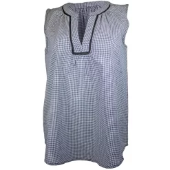 Keren Hart Women's Mini Gingham Print Sleeveless Blouse