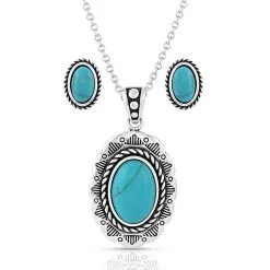 Montana Silversmiths Into The Blue Turquoise Oval Jewelry Set