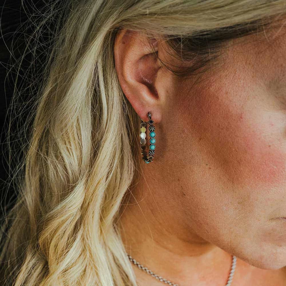 Montana Silversmiths Round Turquoise Hoop Earring 2 Montana Silversmiths Round Turquoise Hoop Earring - Image 2