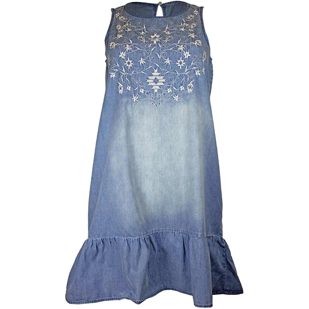Panhandle Women's Embroidered Denim Tank Dress 1 Panhandle Women's Embroidered Denim Tank Dress