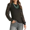Panhandle Women's Lace Sleeve T-Shirt
