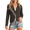 Rock & Roll Cowgirl Women's Asymmetrical Knit Fringe Blazer