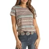 Rock & Roll Cowgirl Women's Aztec Stripe T-Shirt