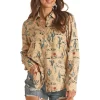 Rock & Roll Cowgirl Women's Desert Cactus Print Snap Shirt