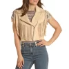 Rock & Roll Cowgirl Women's Embroidered Micro Suede Cropped Vest