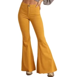 Rock & Roll Denim Women's High Rise Stretch Bell Bottom Jeans -Western Fashion Ladies rock roll denim women s high rise stretch bell bottom jeans