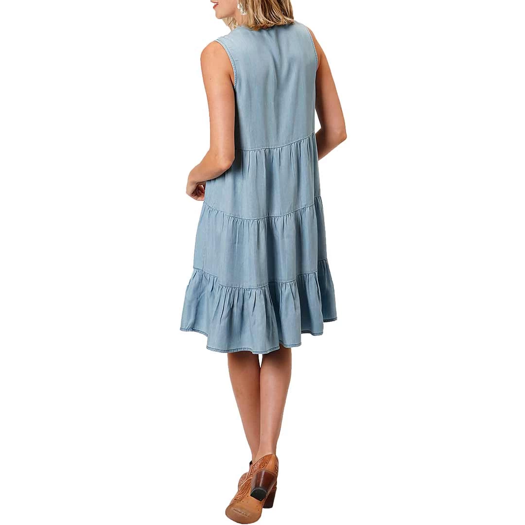 Roper Women's Embroidered Denim Tank Dress 2 Roper Women's Embroidered Denim Tank Dress - Image 2