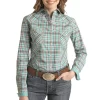 Rough Stock Women's Arrow Detail Plaid Snap Shirt