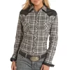 Rough Stock Women's Contrast Yoke Plaid Snap Shirt