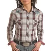 Rough Stock Women's Floral Yoke Plaid Snap Shirt