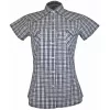 Rough Stock Women's Geometric Plaid Short Sleeve Snap Shirt