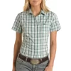 Rough Stock Women's Short Sleeve Plaid Button-Down Shirt