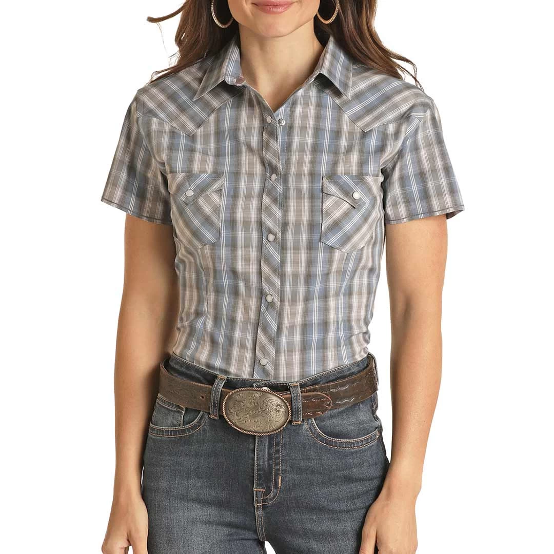 Rough Stock Women's Short Sleeve Plaid Snap Shirt 1 Rough Stock Women's Short Sleeve Plaid Snap Shirt