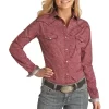 Rough Stock Women's Stitched Yoke Diamond Paisley Snap Shirt