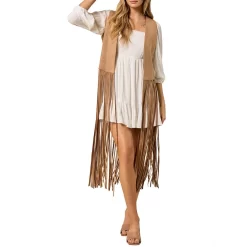 Saints & Hearts Women's Long Fringe Suede Vest -Western Fashion Ladies saints hearts women s long fringe suede vest