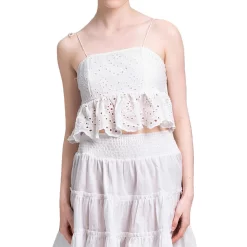 Shahida Parides Women's Eyelet Peplum Crop Top