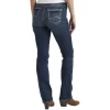 Silver Jeans Women's Elyse Mid Rise Curvy Fit Slim Bootcut Jeans