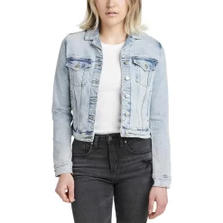 Silver Jeans Women's Fitted Cropped Jean Jacket
