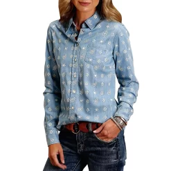 Stetson Women's Embroidered Pattern Denim Snap Shirt