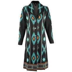 Time Of The West Women's Aztec Collared Duster Cardigan