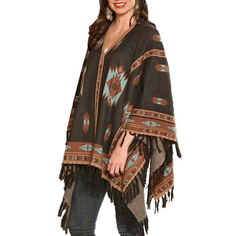 Time Of The West Women's Aztec Design Cape 1 Time Of The West Women's Aztec Design Cape