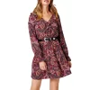 Wrangler Women's Ruffle V-Neck Paisley Print Dress