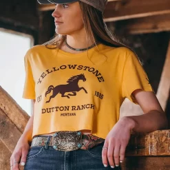 Wrangler X Yellowstone Women's Horse Cropped Tee 8 Wrangler X Yellowstone Women's Horse Cropped Tee -Western Fashion Ladies wrangler x yellowstone women s horse cropped tee