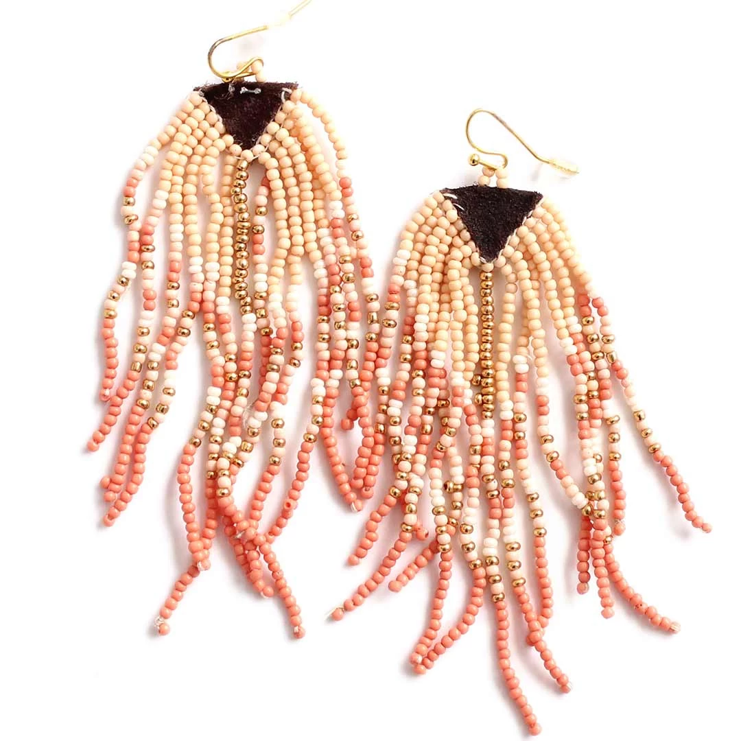 Wyo-Horse Fringe Seed Bead Earrings 3 Wyo-Horse Fringe Seed Bead Earrings - Image 3