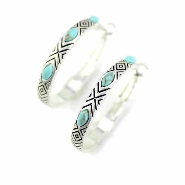 Wyo Horse Women's Aztec Turquoise Earrings 1 Wyo Horse Women's Aztec Turquoise Earrings