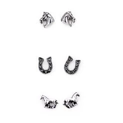 Wyo-Horse Women's Simple Set Of Three Horse Earrings