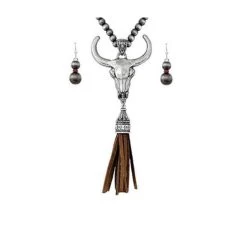 Wyo-Horse Women's Steer Skull Fringe Jewelry Set